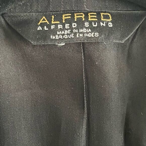 Alfred SUNG Black Pinstripe Wool Blazer Jacket 42L - Picture 8 of 9